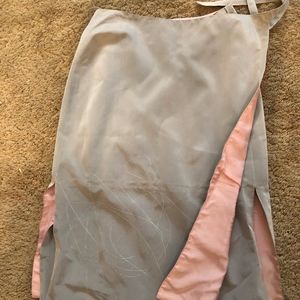 Pink and Grey Silk Wrap skirt